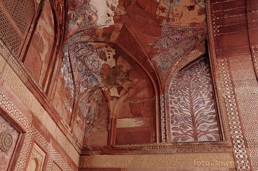 Azja; Indie; Fatehpur Sikri; malowido cienne; fresk