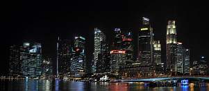 1BH1-0200; 5799 x 2555; Azja, Singapur, miasto, zatoka, wieżowiec