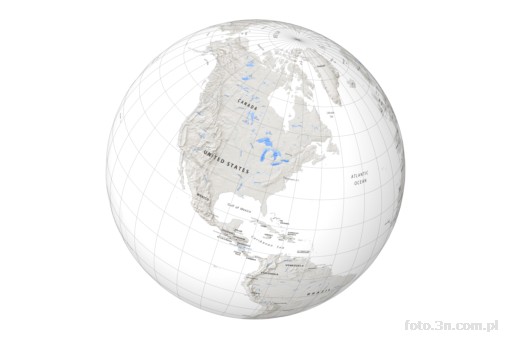 globus; Ziemia; Ameryka Północna; siatka kartograficzna