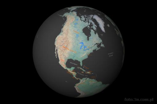 globus; Ziemia; Ameryka Pó³nocna; siatka kartograficzna