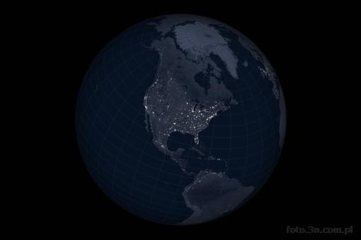 Ameryka Pó³nocna; mapa; globus; kontynent; noc; siatka kartograficzna