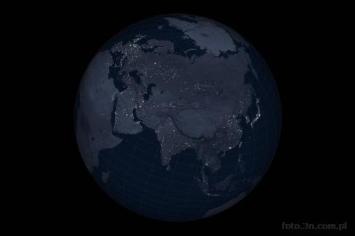 Azja; mapa; globus; kontynent; noc; siatka kartograficzna
