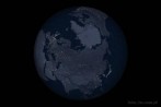 9101-1540; 4500 x 3000 pix; Arktyka, mapa, globus, kontynent, noc, siatka kartograficzna