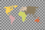 mapa; kontynent; Ameryka Pnocna; Ameryka Poudniowa; Europa; Azja; Afryka; Australia