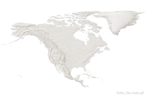 mapa; kontynent; Ameryka Pó³nocna; rze¼ba terenu