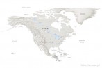 9121-0100; 8523 x 5681 pix; mapa, kontynent, Ameryka Pnocna, rzeba terenu, Stany Zjednoczone, Kanada, Grenlandia
