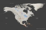 9121-0200; 8523 x 5681 pix; mapa, kontynent, Ameryka Pnocna, rzeba terenu, Stany Zjednoczone, Kanada, Grenlandia