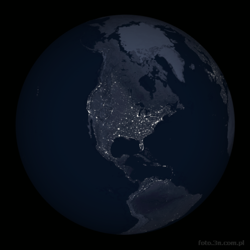 Ziemia; kosmos; Ameryka Poudniowa; Ameryka Pnocna; noc