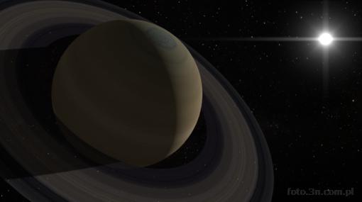Saturn; pier¶cienie; S³oñce; b³ysk; flara; gwiazdy; planeta; kosmos