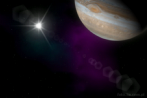 9519-4550; 4500 x 3000 pix; Jowisz, planeta, flara, bysk, soce