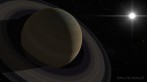 9519-0100; 1280 x 720 pix; Saturn, piercienie, Soce, bysk, flara, gwiazdy, planeta, kosmos
