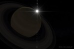 9519-0220; 5100 x 3400 pix; Saturn, piercienie, Soce, bysk, flara, gwiazdy, planeta, kosmos
