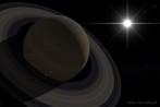 9519-0230; 5100 x 3400 pix; Saturn, piercienie, Soce, bysk, flara, gwiazdy, planeta, kosmos