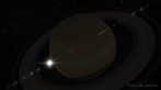 9519-0506; 5120 x 2880 pix; Saturn, piercienie, Soce, bysk, flara, gwiazdy, planeta, kosmos