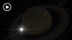 9519-0510; 1280 x 720 pix; Saturn, piercienie, Soce, bysk, flara, gwiazdy, planeta, kosmos
